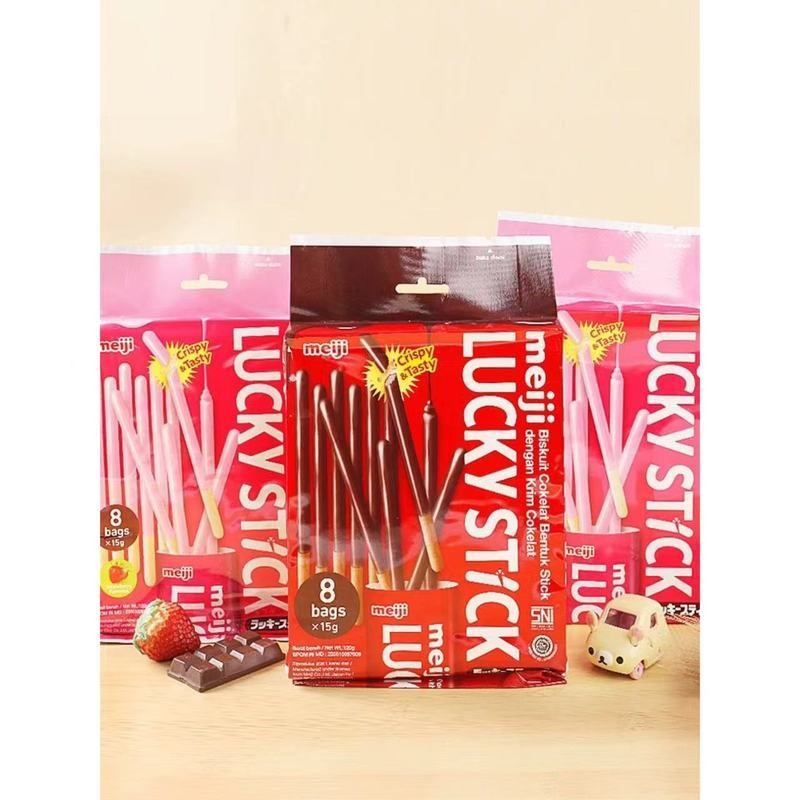 明治เมจิ 明治樂喜สตรอเบอร์รี่ช็อกโกแลต บิสกิตแท่ง 明治樂喜สตรอเบอร์รี่ช็อกโกแลตแท่งขนม 120g T27Y ขนมไทยนำเข้าจ