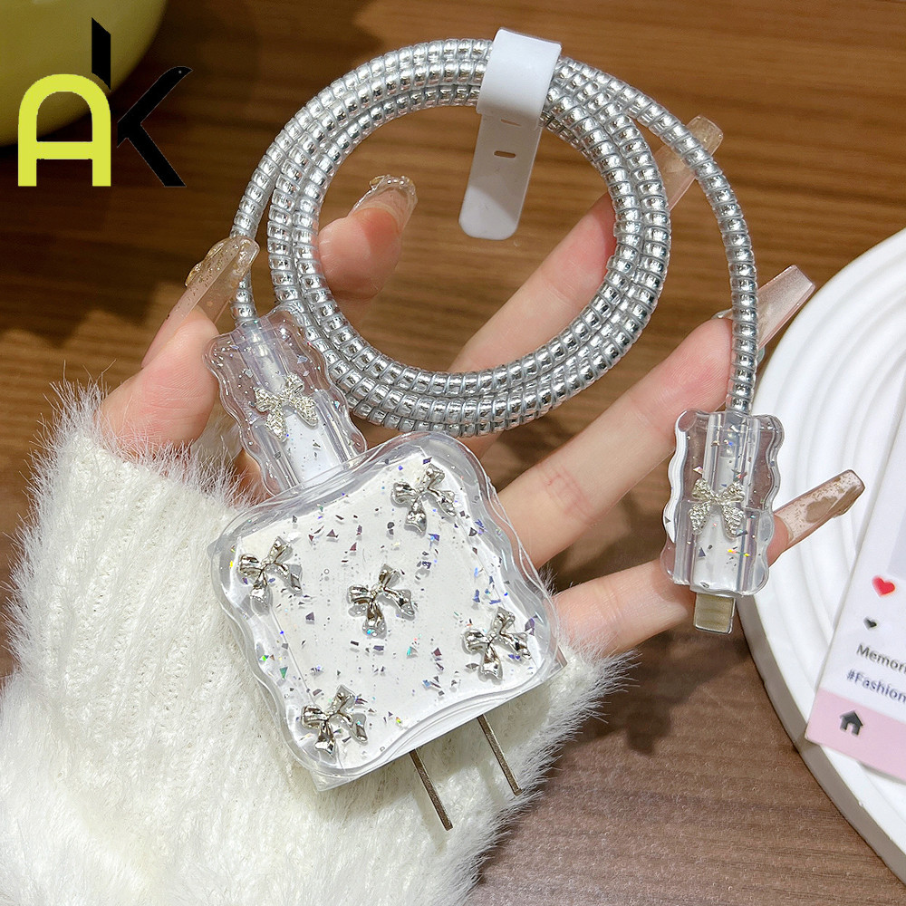 AK USB 20w /18w For iPhone พร้อมส่งจากไทย ชุดพันสาย เคสหัวชาร์จ ลายการ์ตูน ตัวถนอมสาย