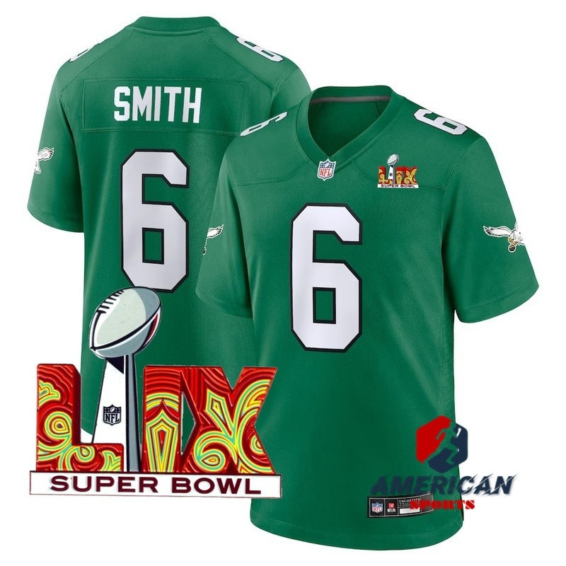 2025 Super Bowl LVX Mens NFL Philadelphia Eagles DeVonta Smith Light Green Limited American Football