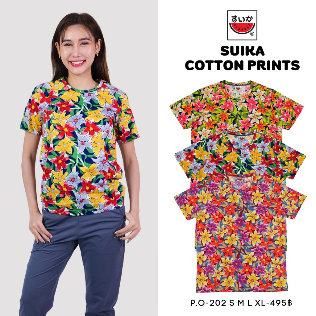 เสื้อแตงโม (SUIKA) เสื้อยือคอกลมแขนสั้นพิมพ์ลาย ดอกไม้ (P.O-202 317 307) — صورة 3
