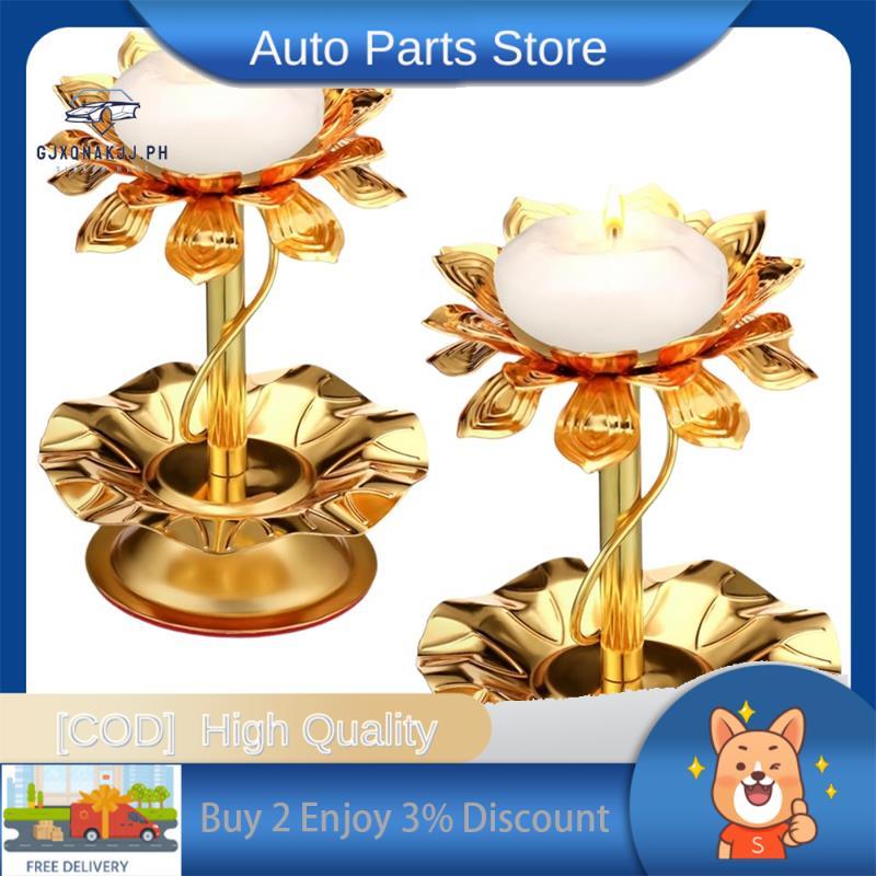โลหะสําหรับ Diwali Lotus เชิงเทียน 2 ชิ้น Diya สําหรับ Diwali Pooja Ghee โคมไฟตกแต่ง