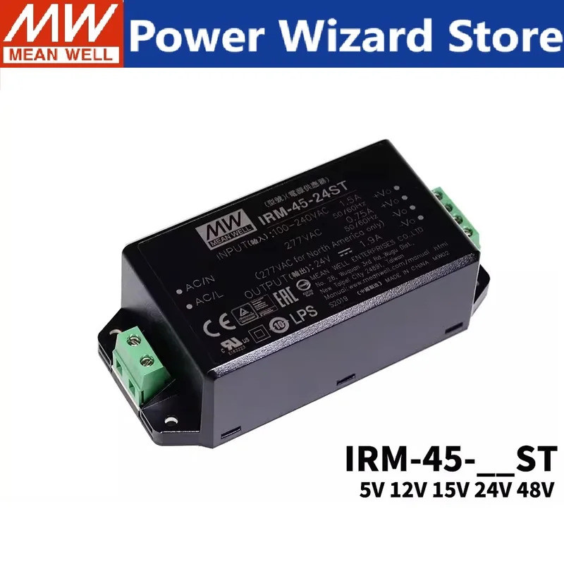 MEAN WELL IRM-45-5ST IRM-45-12ST IRM-45-15ST IRM-45-24ST IRM-45-48ST เอาต์พุตเดียวโมดูลแหล่งจ่ายไฟสก