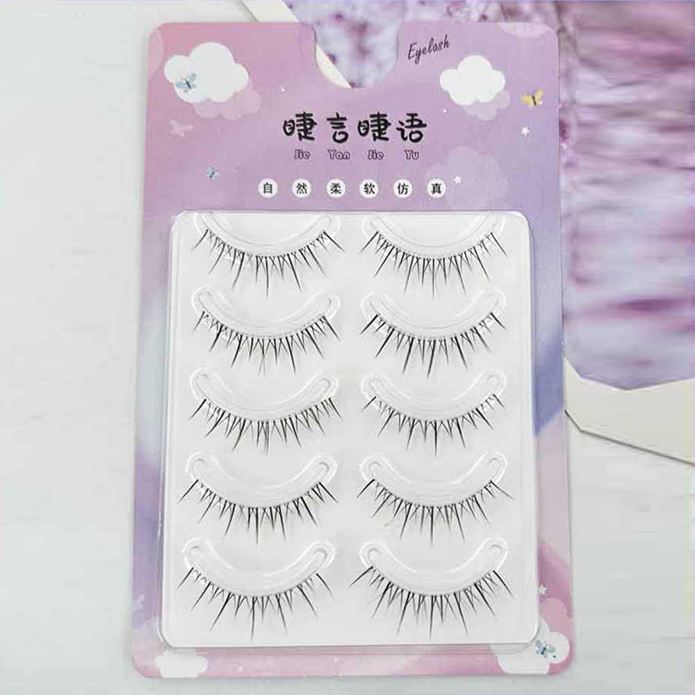 ความงามเครื่องสําอางการ์ตูน Eye แต่งหน้าขนตาปลอมก้านโปร่งใสธรรมชาติ Wispy Reusable Lash Extension 5 คู่ ราคา ถูกที่สุด ดีลบีเคเค แกลเลอรีภาพที่ 6