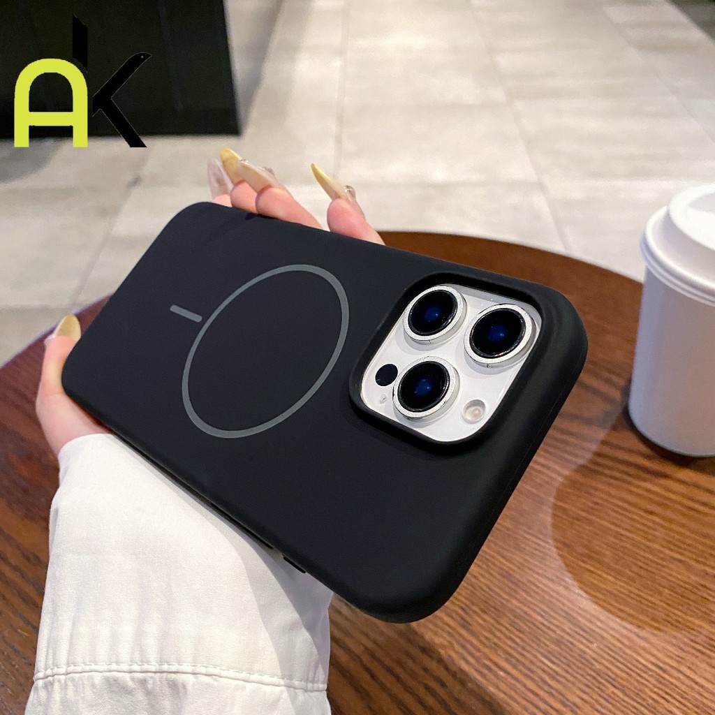 AK เคสชาร์จไร้สายสำหรับ for IPhone 16 Pro Max 11 12 13 14 15 PRO MAX Wireless Charger Magnetic Caseเคสซิลิโคนเหลวแบบนิ่ม
