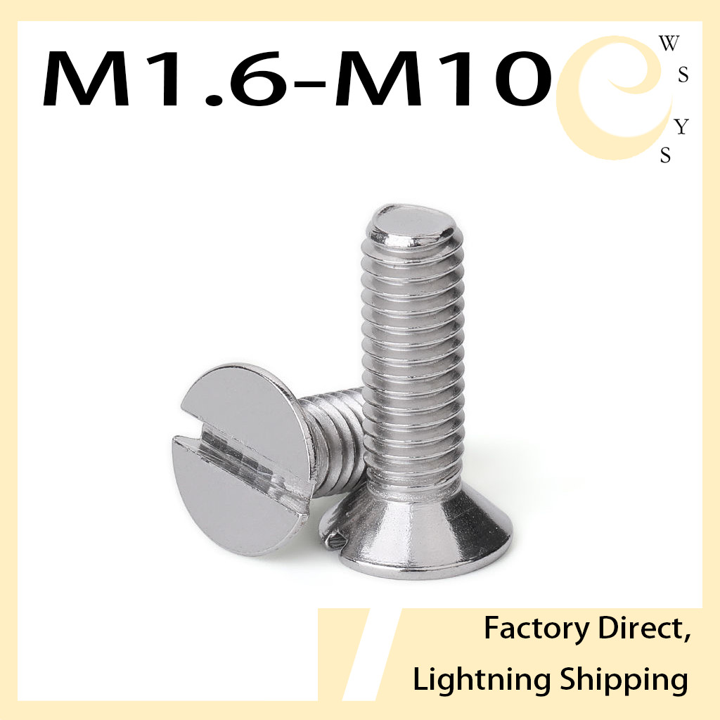 GB68 304 สแตนเลส one-word slot consunk หัวสกรู slotted สกรูหัวแบน M1.6-M10WSYS-MB-C2