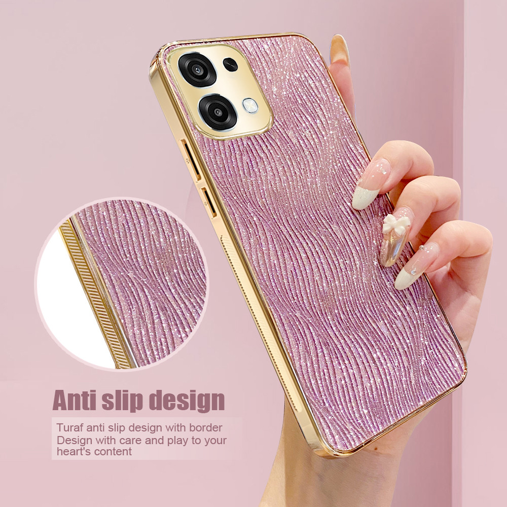 ปลอกกันกระแทกสําหรับOppo A6 Pro OppoA6Pro A6Pro 5Gระลอกน้ําหรูหราElectroplated Goldสาวเคสโทรศัพท์ป้องกันกลับปกแข็ง - รูปที่ 2