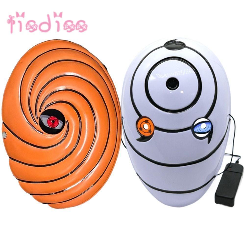LISDIS Glowing Naruto , Tobi Cosplay Sharingan Face Cover, Full Face Uchiha Obito Role Play สีขาว