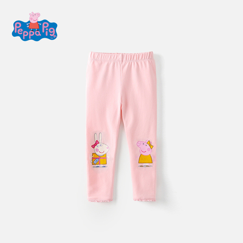 Peppa Pig กางเกงลำลองสีชมพูลายการ์ตูนลูกไม้สำหรับสาว