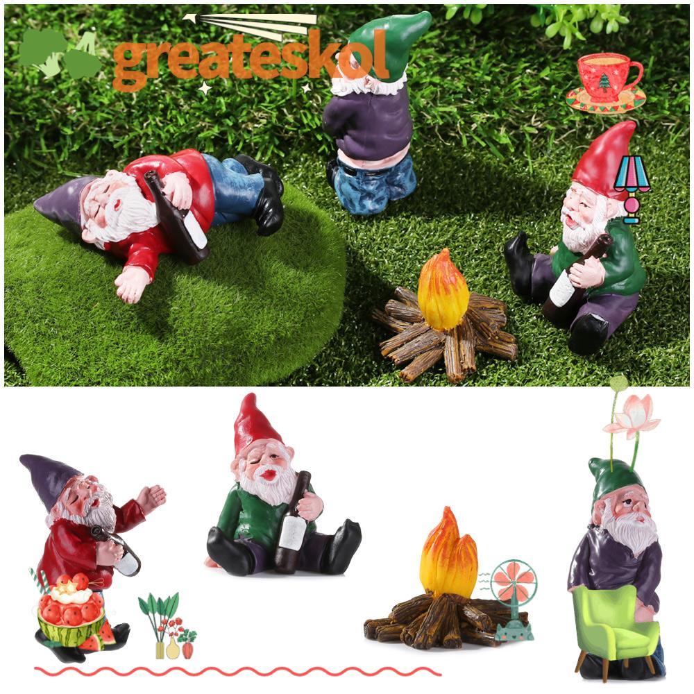 GREATESKOL Miniature Gnomes Gift Drunk Elves Funny Peeing Elf Fairy Garden