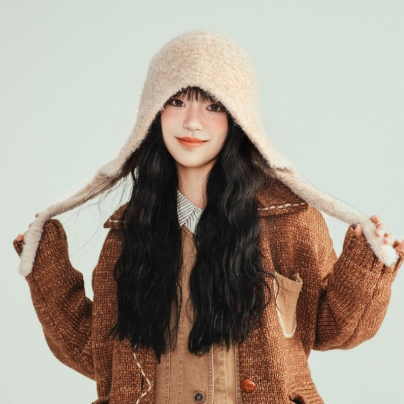 MISSKOI ฤดูใบไม้ร่วงฤดูหนาวที่อบอุ่นป้องกันหูหมวกขนสัตว์ตุ๊กตาน่ารักสาว Barack หมวกฝรั่งเศส Simple All-Match ขนาดเล็กถักหมวก - รูปที่ 5