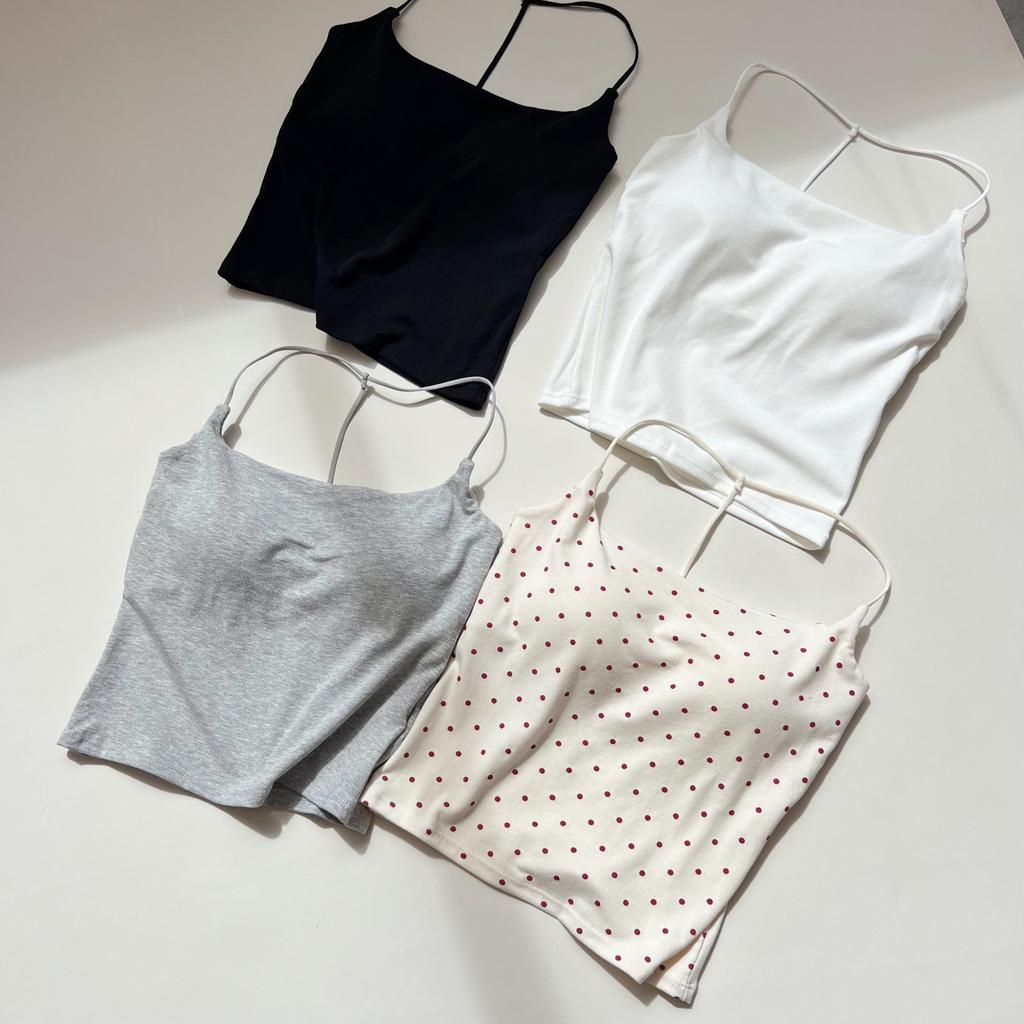 77UNI Tank 20576T เสื้อสายเดี่ยวมีสายหล้งเส้นเส็กตัว Y เสื้อสายเดี่ยวมีบราฟองน้ำ เสื้อกล้ามผู้หญิง ดีไซน์สุดชิค