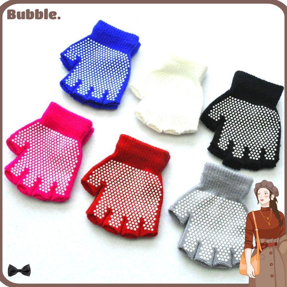 BUBBLE 5-12Y ถุงมือครึ่งนิ้วยืดหยุ่นสำหรับเด็ก ออกแบบมาเพื่ออุ่นในฤดูหนาว และป้องกันลื่น