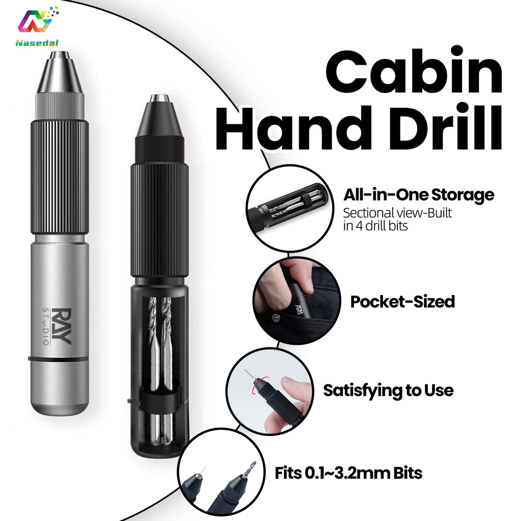 RAYSTUDIO Cabin สว่านมือสําหรับ 0.1 ~ 3.2 มม. เจาะชุด Bit RHD-01 Magnetic & แบบพกพา All-in-One การออกแบบการจัดเก็บอาคาร Hand Craft เจาะงานอดิเรกเครื่องมือ