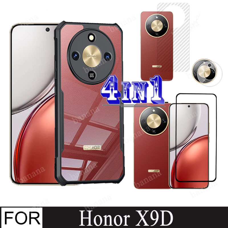 Honor X9d เคสโทรศัพท์กันกระแทกสําหรับ Honor X7d X7C 4in1 กระจกนิรภัยป้องกันหน้าจอ + ฟิล์มด้านหลัง + 