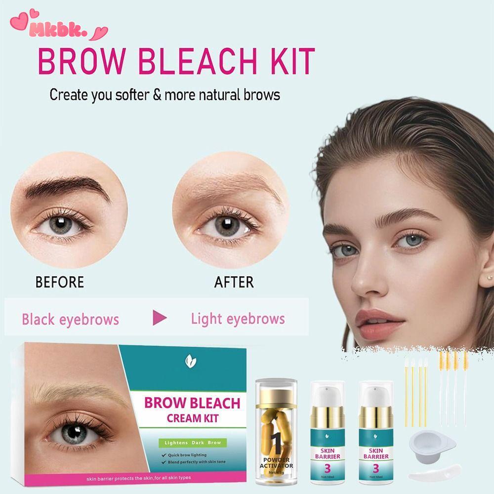 MKBK Brow Bleach Kit, Quick Brow Lightening Kit, Hot 5 Applications No Drip Eyebrow Bleach Eyebrow L