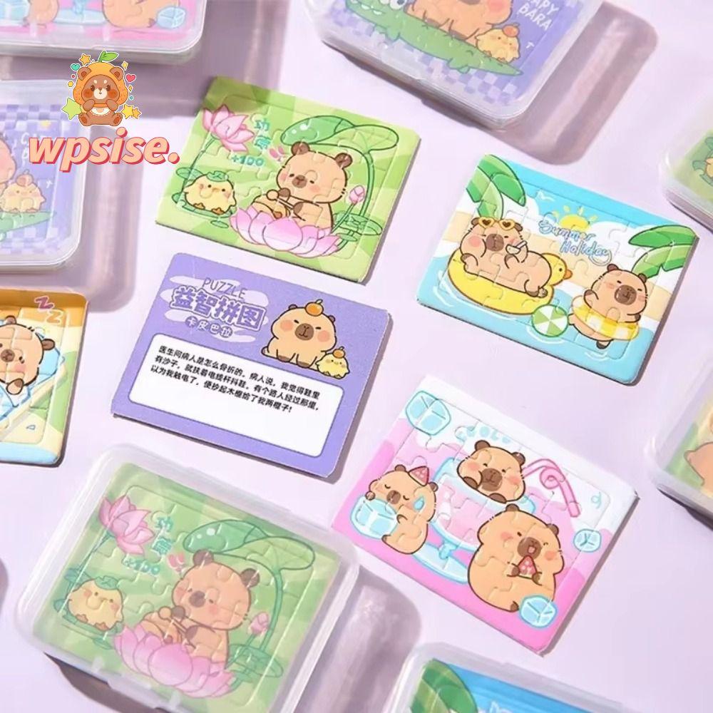 WPSISE 5 ชิ้น Capybara กระดาษจิ๊กซอว์ปริศนา, Mini DIY Capybara ปริศนา, สองด้านน่ารักการ์ตูนสัตว์เด็กปริศนาบอร์ดสําหรับเด็กวันเกิด Party