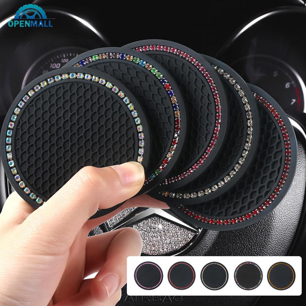 OPENMALL Rhinestone Car Coaster ถ้วยน้ํารถที่วางขวด Anti Slip Travel Auto ถ้วยใส่ Coaster Glitter อุ
