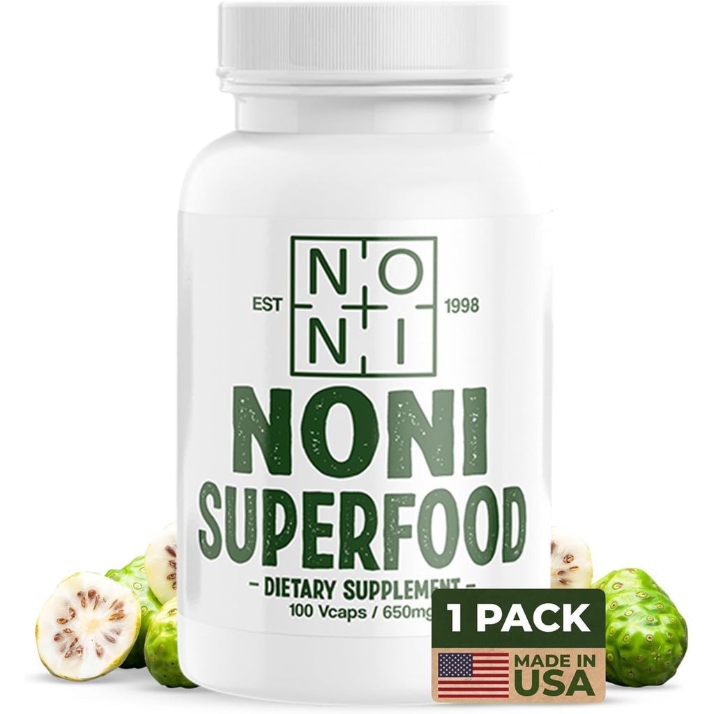 Healing Noni - 650mg 100ct - 100% Pure Noni Fruit Powder Capsules