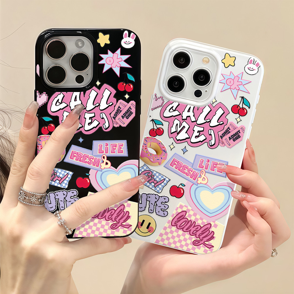 เคสโทรศัพท์มือถือเยลลี่ มีสีสัน สวย การ์ตูน โชคดี รักรูปร่างหัวใจ For IPhone16 15 14 13 11 6 7 8plus Pro Promax GDTPU581