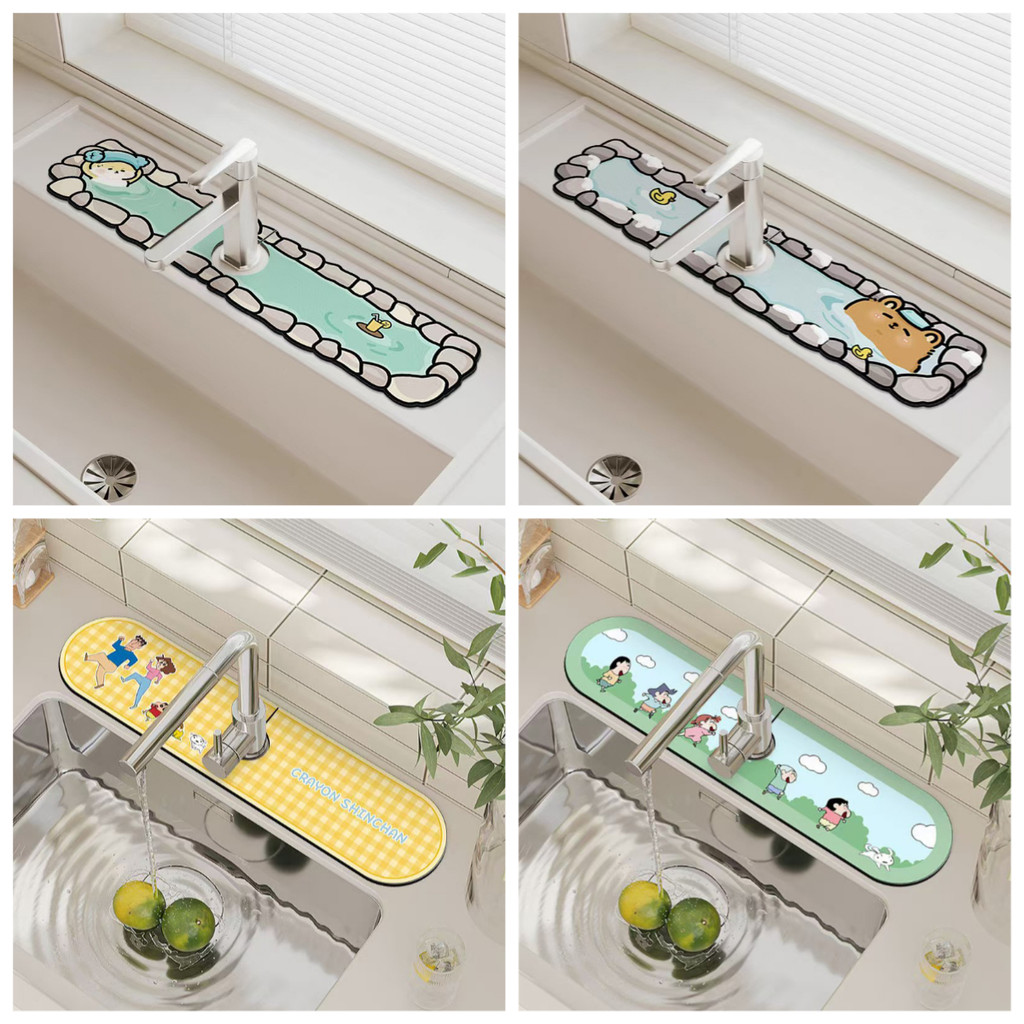 Wrap-around Faucet Drain Pad Soft Water Absorption Pads Anti Slip Design Sink Mat Kitchen Supplies