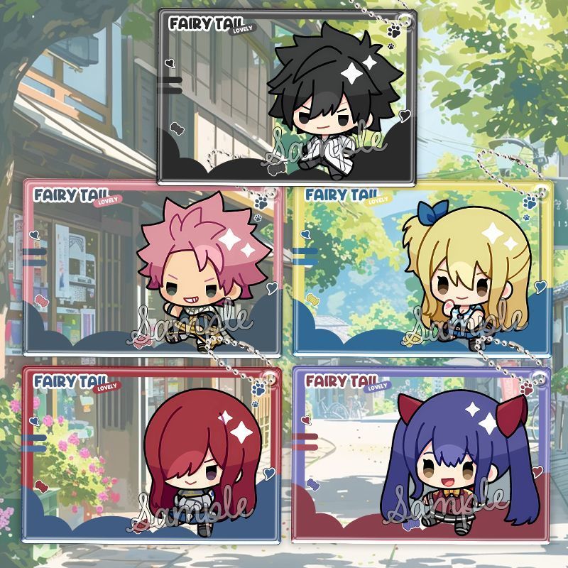 KeyChain ผู้ชาย FAIRY TAIL Key Chain ผู้หญิงอะคริลิคโปร่งใส Key แหวน Natsu Lucy จี้ Party Charm ของข