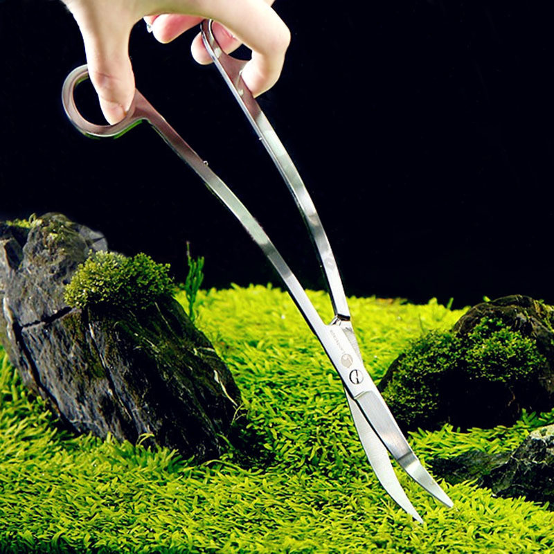 Wave Aquatic Plant Scissors Aquarium อุปกรณ์เครื่องมือกรรไกรโค้งโดยเฉพาะ Aquatic P