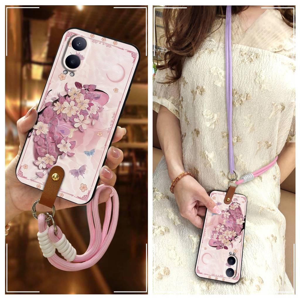 Crossbody น่ารักเคสโทรศัพท์สําหรับ OPPO K12X/1+Nord CE4Lite ทนทาน Lanyard กันน้ํากันกระแทกการ์ตูน Gr