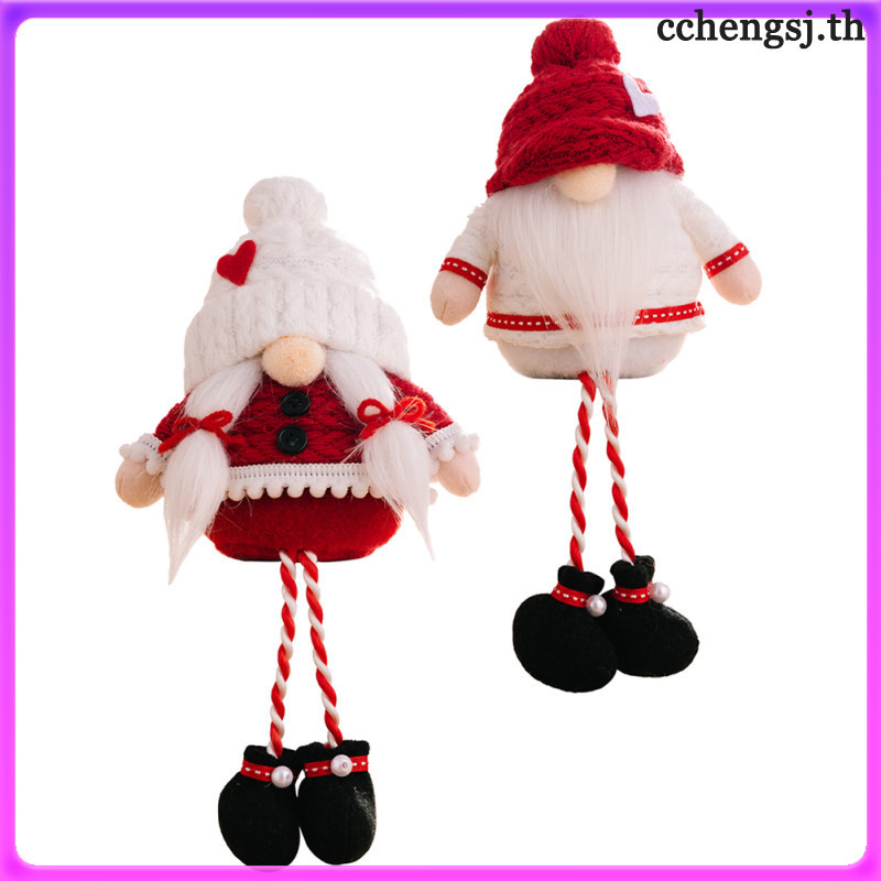 2 ชิ้นคริสต์มาส Gnome ตุ๊กตาเดสก์ท็อปตกแต่ง Gnome คริสต์มาส Gnome ถัก Gnome เครื่องประดับ cchengsj
