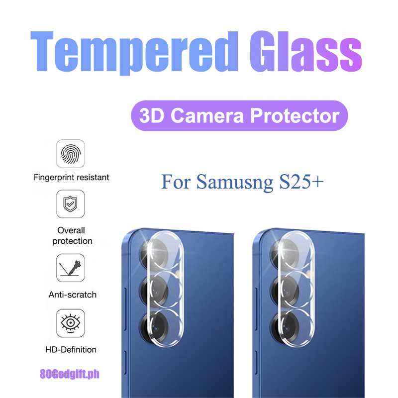 3D ฟิล์มเลนส์ 2 ชิ้น สำหรับ Samsung  S25+ ฟิล์มกระจกกันรอยกล้องแข็ง 9H 8K สำหรับ Samsung Galaxy S25 