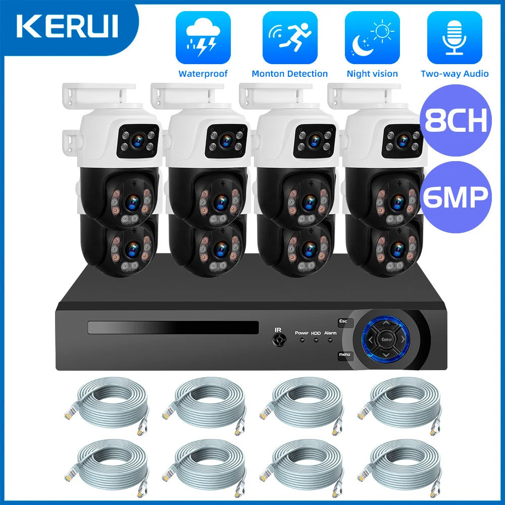 2k 4mp 6mp Hd Poe การเฝ้าระวัง 8ch 16ch ระบบกล้อง Dual เลนส์ Ptz Wifi Ip Home Security 8ch Poe Nvr ว