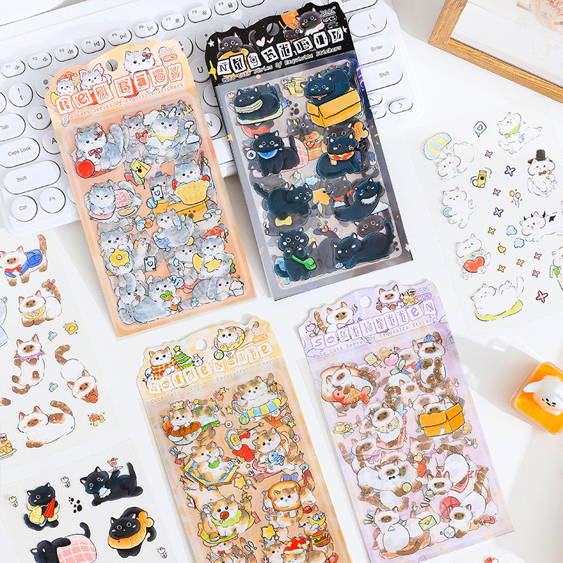 4 ชิ้นสติกเกอร์แมวน่ารักการ์ตูนสร้างสรรค์สติกเกอร์เด็กวัสดุทําด้วยมือ ทําเอง สติกเกอร์บ้านทุกวันบัญชีมือตกแต่งไดอารี่สติกเกอ ราคา ถูกที่สุด ดีลบีเคเค