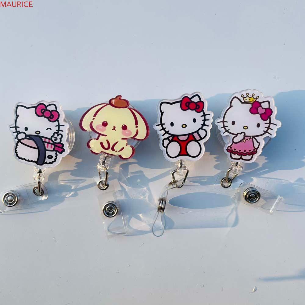 MAURICE Retractable Badge Reel, My Melody Easy ดึงหัวเข็มขัด ID Card คลิป, อุปกรณ์สํานักงาน Cinnamor