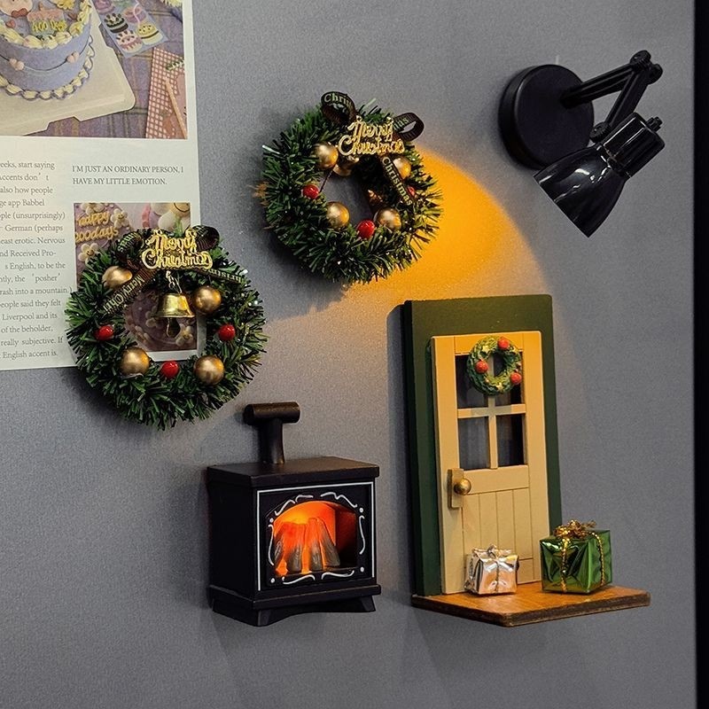 กล้วยไม้พวงหรีดดอกไม้แม่เหล็กตู้เย็นชุดคริสต์มาสบรรยากาศตกแต่ง