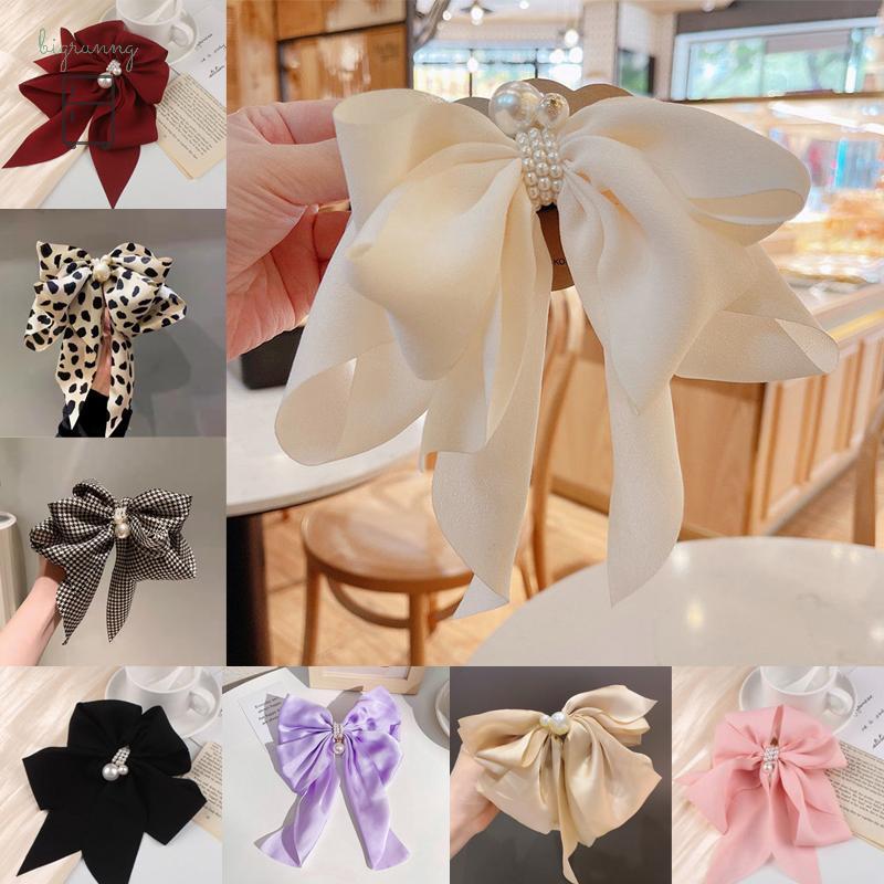 [bigrunng] ใหม่ Oversize Bowknot Pearl Barrettes Hairpins ผมวงอินเทรนด์ Hairpin Casual น่ารักคลิปผมหางม้าอุปกรณ์เสริมผม SG