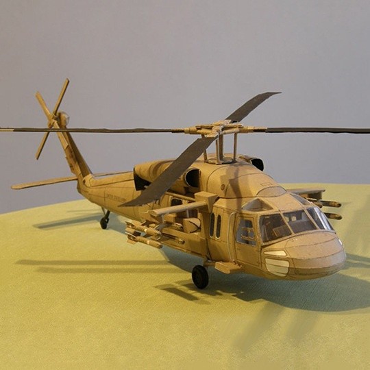 กระดาษ DIY รุ่น 1:33 American Black Hawk UH-60 โมเดลกระดาษเฮลิคอปเตอร์อเนกประสงค์ Black Hawk รุ่นเฮล