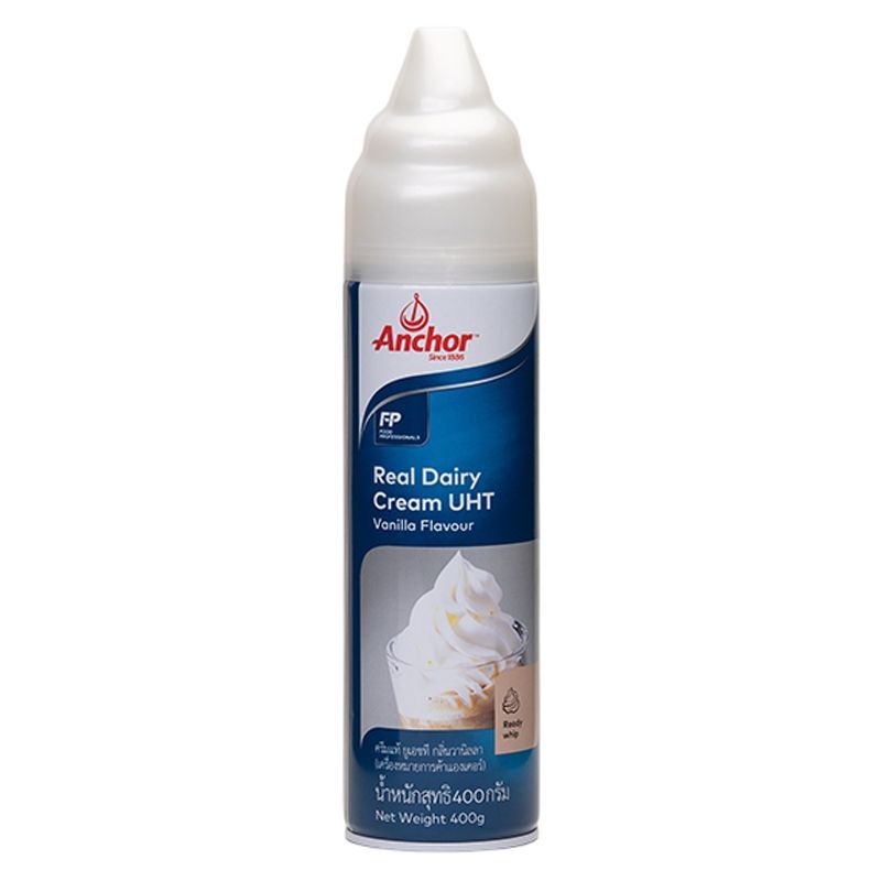 แองเคอร์ครีมแท้ยูเอชทีกลิ่นวานิลลา 400ก Anchor Real Dairy Cream Vanilla Flavour 400g [หมายเลขบาร์โค้ด 0000050427369 ]