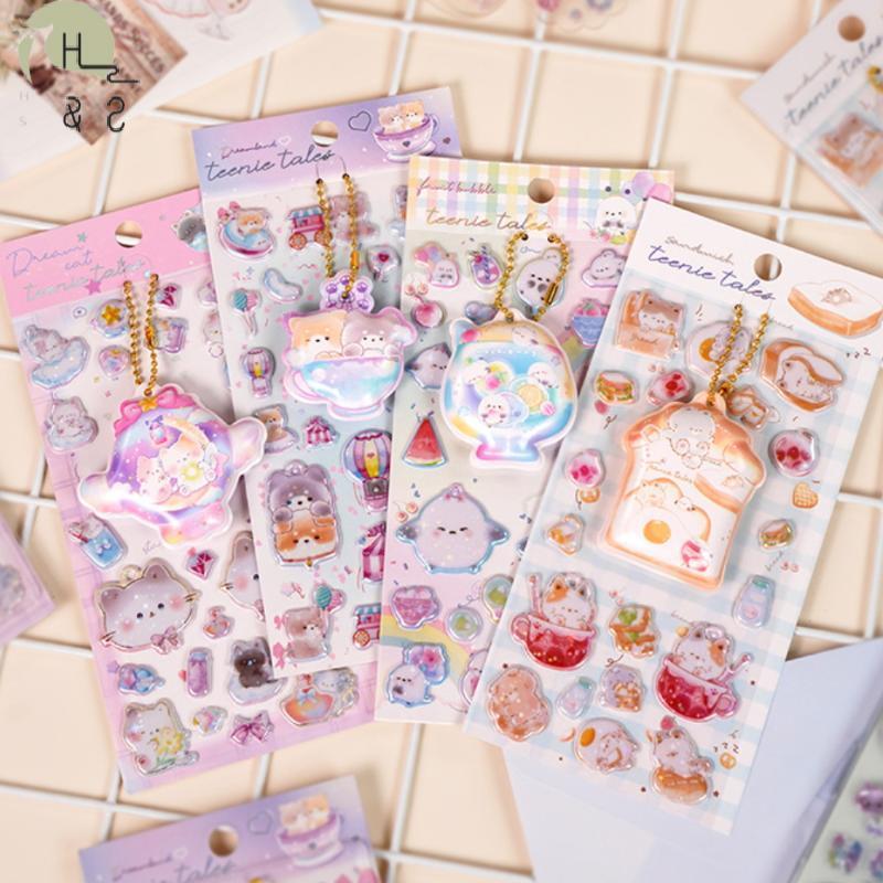 [H&S] 1/2 แผ่น Scrapbooking Diy Journal เครื่องเขียน Decals สนุกหยิกแขวนการ์ตูน 3D Puffy Stiers น่าร