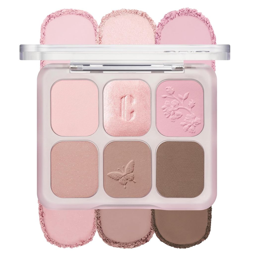 CLIO Muse Master Eyeshadow Palette, Korean Royal Heritage Edition, สูตรผงครีมอบ, สีชมพูนุ่ม 6 สีพร้อ
