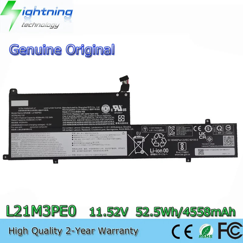ใหม่ L21M3PE0 L21M3PE1 11.52V 52.5Wh แบตเตอรี่สําหรับ Lenovo IdeaPad Flex 5-14IAU7 Flex 7