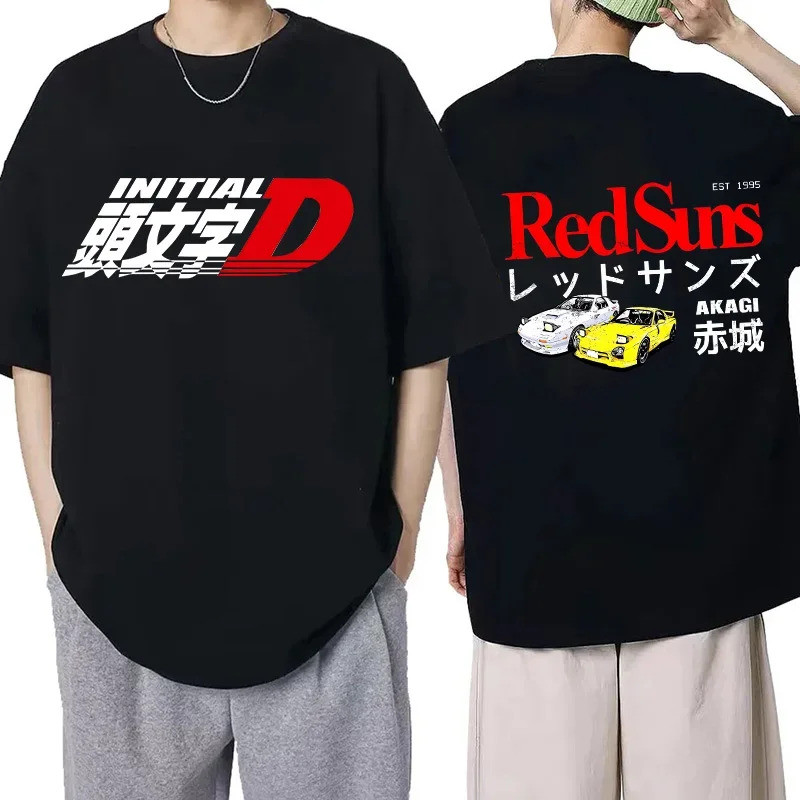 เสื้อยืดลายการ์ตูนอนิเมะญี่ปุ่น Redsuns Gothic Tops Men AE86 Funny Harajuku Manga Tsh