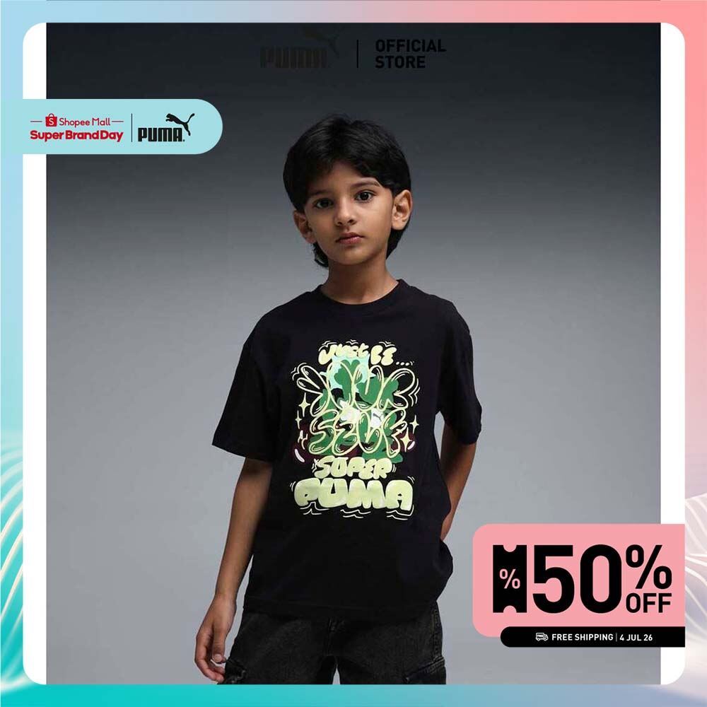 PUMA Kids Graphic Super PUMA Tee Youth สีดำ - 63222901