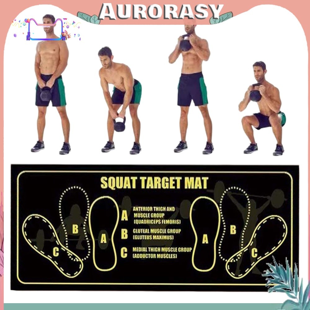 แห้งเร็วพิลาทิส Squat Guide Mat พร้อมตําแหน่งเท้าเครื่องหมายขนาดใหญ่ Squat Target Pad ลื่นสําหรับออก