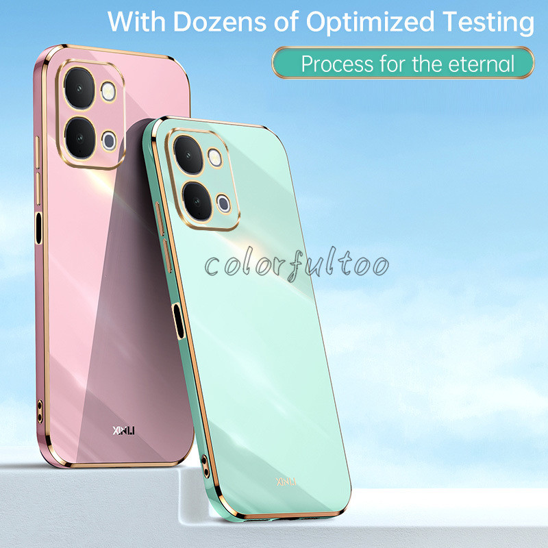 Vivo Y11d หรูหรา 6D ชุบ Soft TPU ซิลิโคนเคสโทรศัพท์สําหรับ Vivo Y31d Y 31D Y11d Y21 Y05 VivoY05 4G 5G กันกระแทก Ultra Thin เลนส์กล้องปกป้องฝาหลังปลอกคู่
