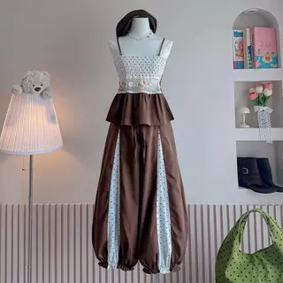 Ruda polkadot look สายเดี่ยว กางเกง ขายาวจินนี่ m10