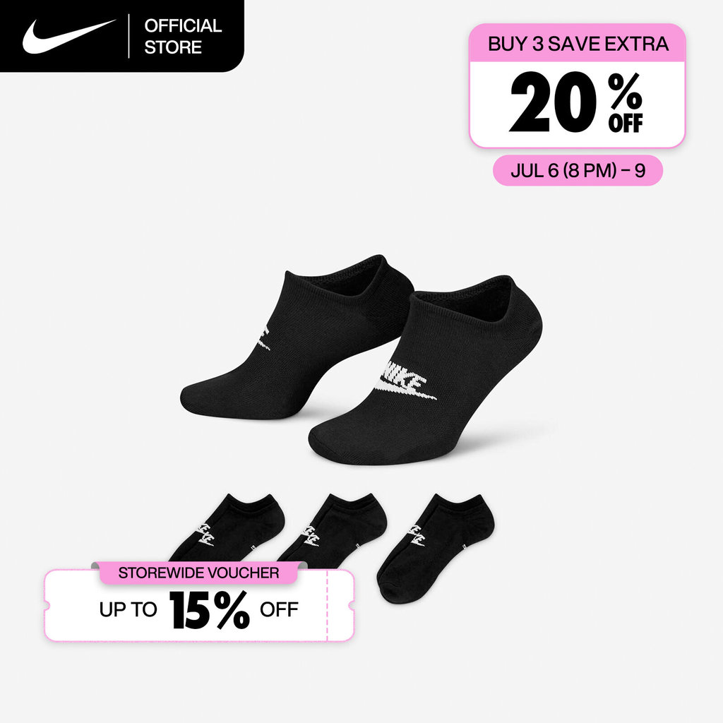 Nike Sportswear Everyday Essential No-Show Socks (3 Pairs) - Black [DX5075-010]