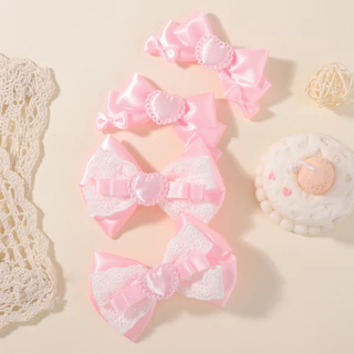 2 ชิ้นสาวพิมพ์เย็บปักถักร้อยผม Bows คลิปผ้าฝ้ายสด Hairgrips Headwear เด็กอุปกรณ์เสริมผมคลิปผมชุด