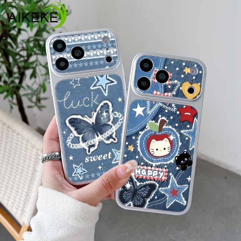 SAMSUNG หรูหราผีเสื้อกางเกงยีนส์เคสโทรศัพท์สําหรับSamsung Galaxy A57 A56 A55 A54 A53 A52 A52S A51 A5