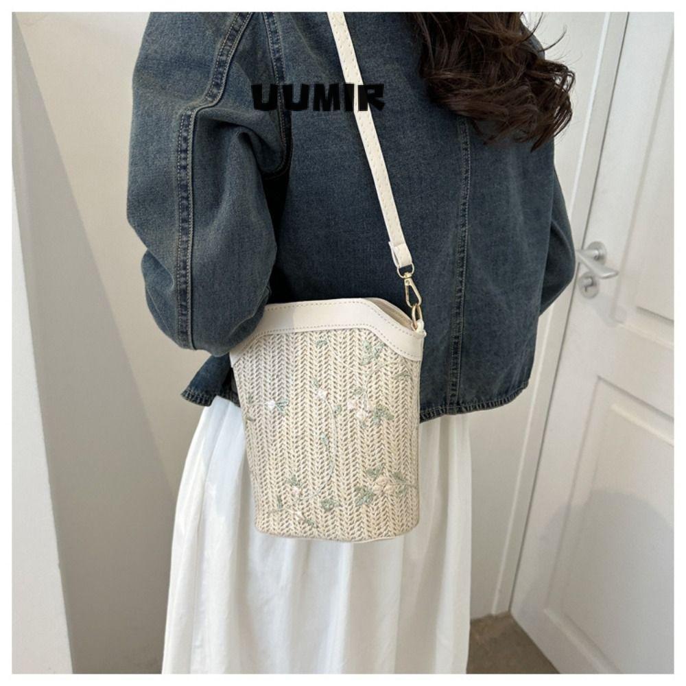 UUMIR ทอกระเป๋าถัง,แฟชั่นcrossbodyผู้หญิงhollow Handleกระเป๋า,ซิปปิดความจุสูงRetroโครเชต์ฤดูร้อนToteกระเป๋า