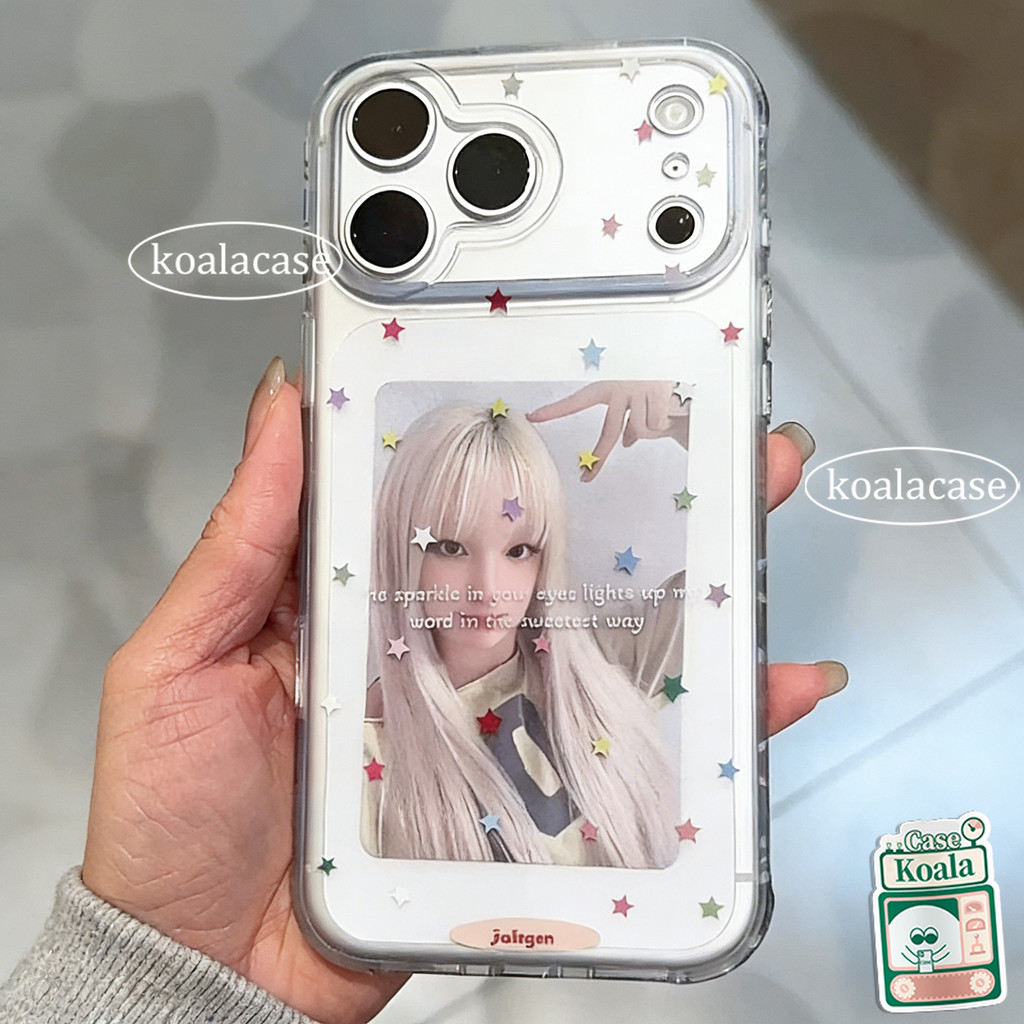เคสทรายรูใหญ่ ลายดาว+กรอบใส่รูป เข้ากันได้กับ IPhone 17 13 16 air 11 14 12 15 Pro Max XR XS X 6 6s 7 8 14 16 15 Plus