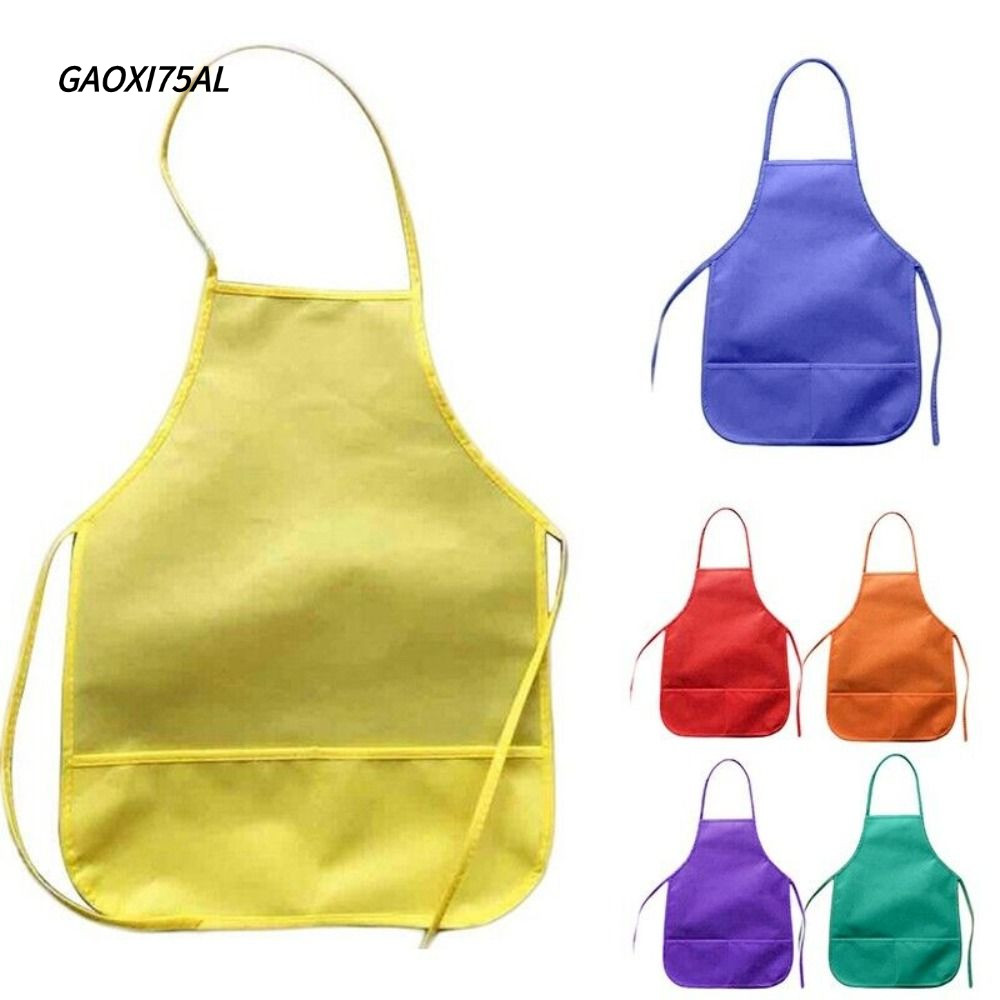 GAOXI75AL ผ้ากันเปื้อนสําหรับเด็กสําหรับทําอาหารกันน้ําพร้อมกระเป๋าผ้ากันเปื้อนครัว